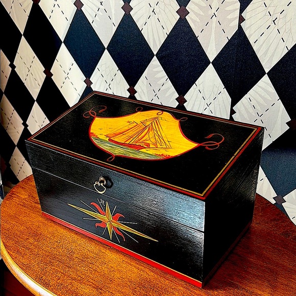 Vintage Don Andres Hand-Painted Nautical Keepsake Box – Signed